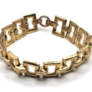 Vintage 80s Square Link Bracelet Gold tone Tennis 7in